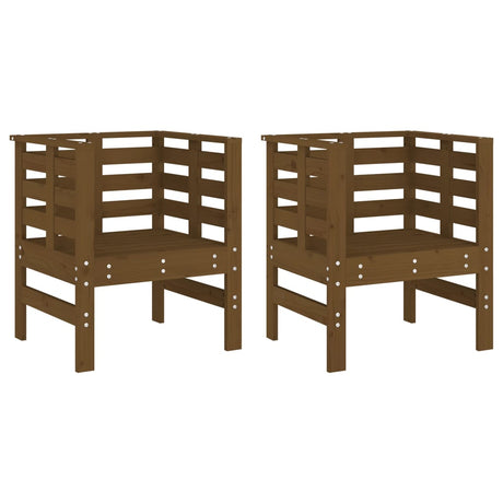 Garden Chairs 2 pcs Honey Brown 61.5x53x71 cm Solid Wood Pine