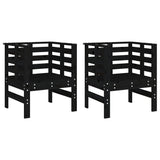 Garden Chairs 2 pcs Black 61.5x53x71 cm Solid Wood Pine