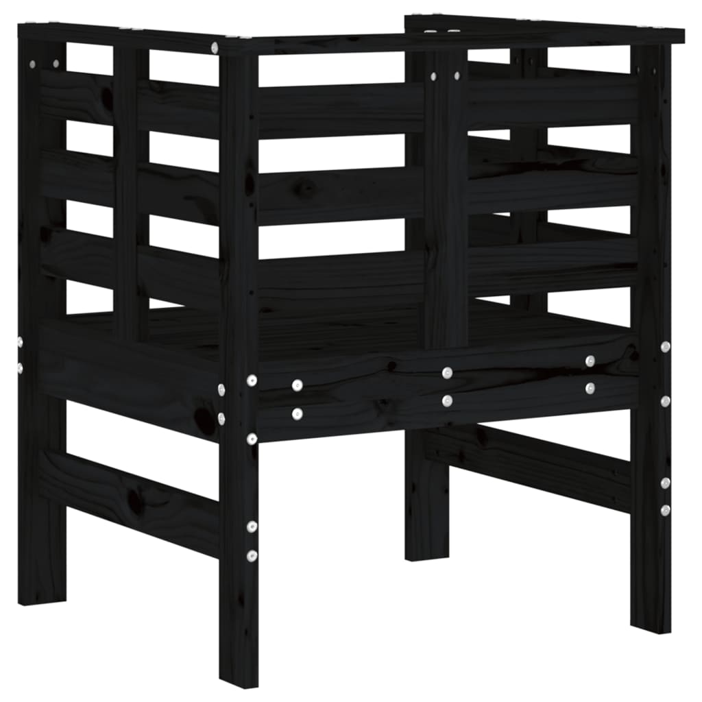Garden Chairs 2 pcs Black 61.5x53x71 cm Solid Wood Pine
