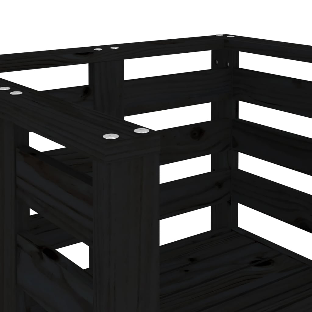Garden Chairs 2 pcs Black 61.5x53x71 cm Solid Wood Pine