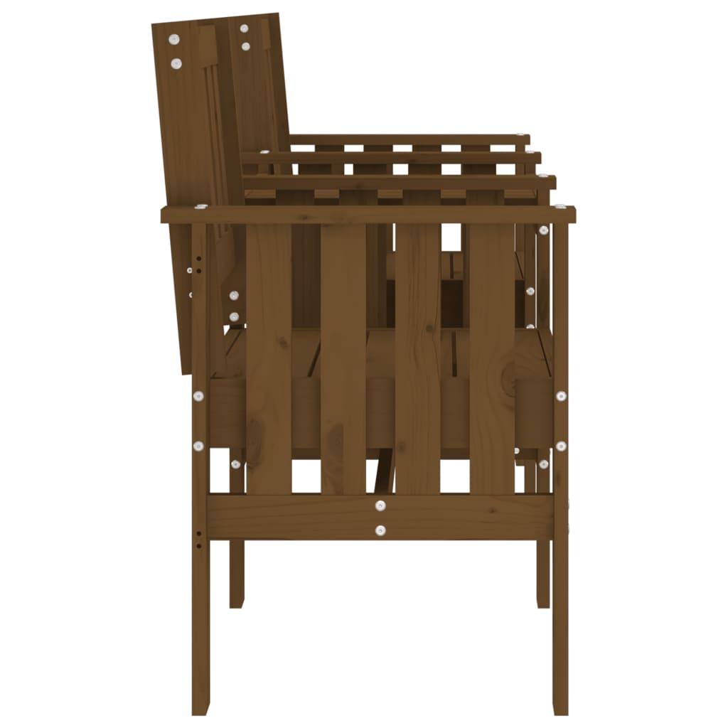 Garden Bench with Table 2-Seater Honey Brown Solid Wood Pine