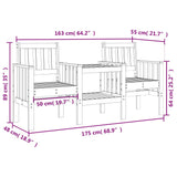 Garden Bench with Table 2-Seater Honey Brown Solid Wood Pine