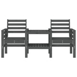 Garden Bench with Table 2-Seater Grey Solid Wood Pine