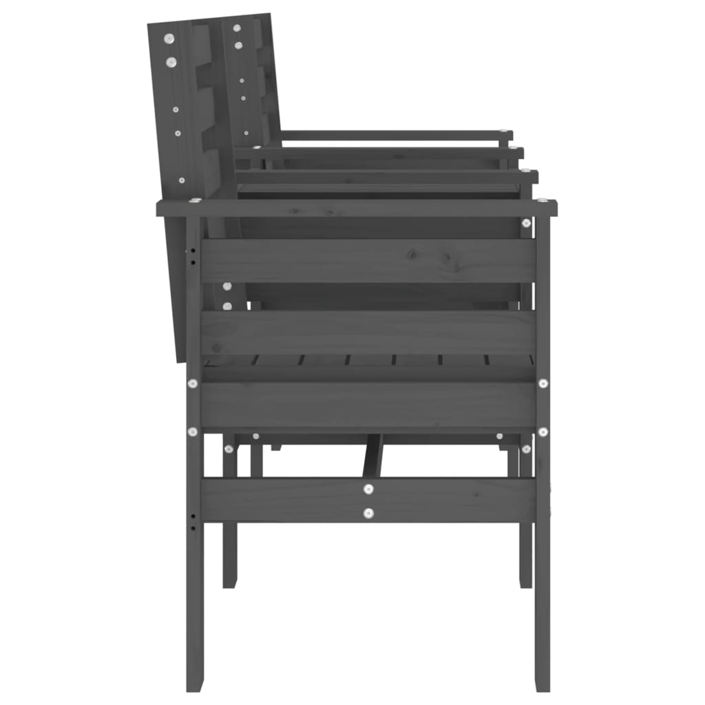 Garden Bench with Table 2-Seater Grey Solid Wood Pine