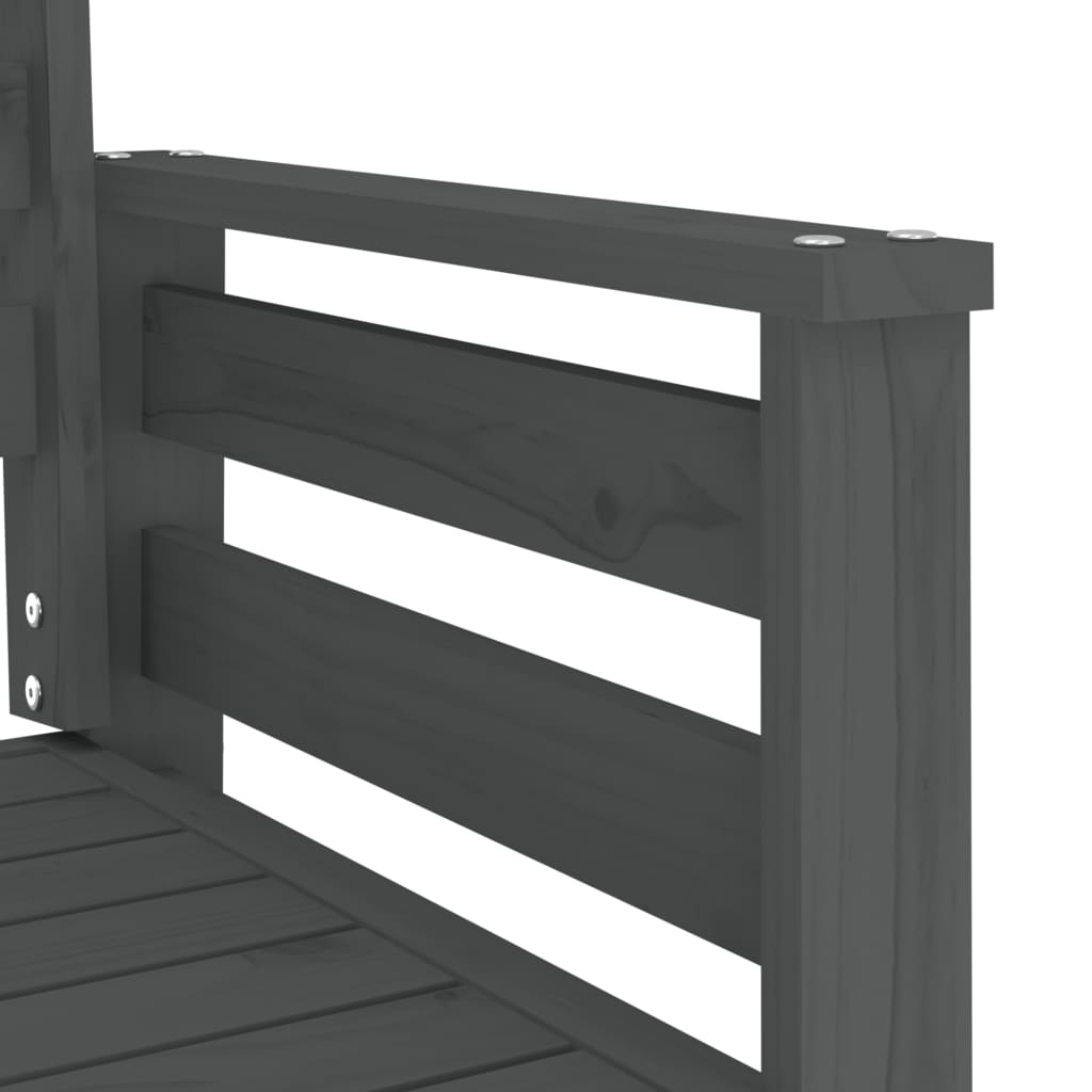 Garden Bench with Table 2-Seater Grey Solid Wood Pine
