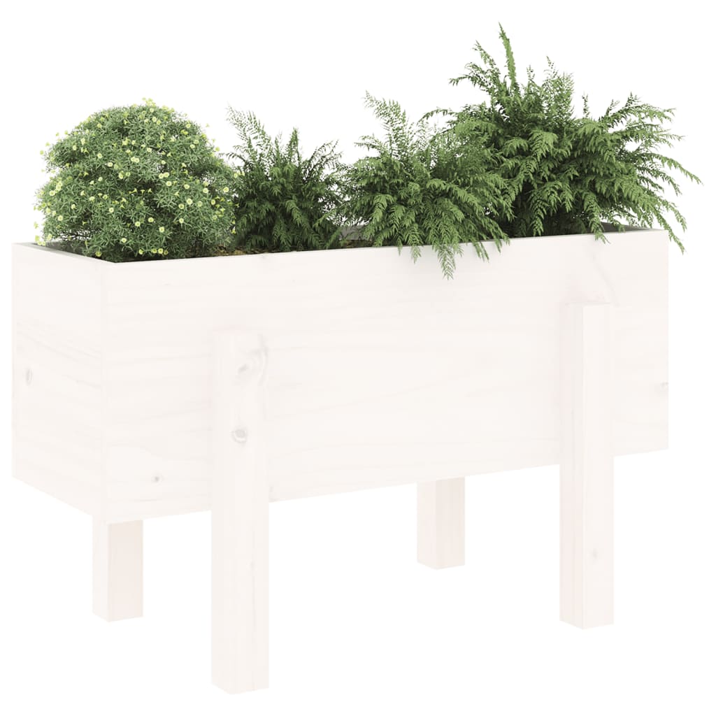 Garden Planter White 62x30x38 cm Solid Wood Pine