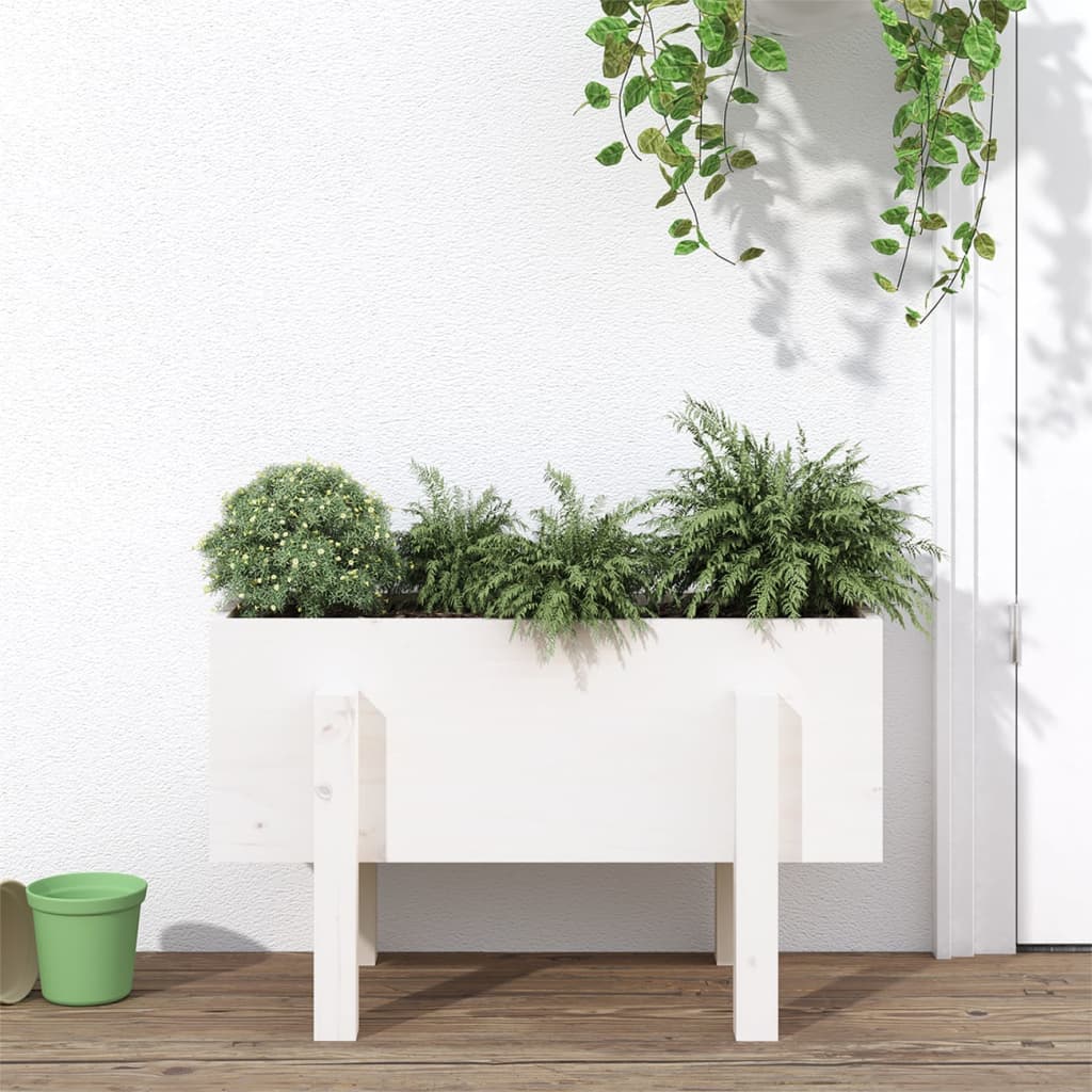 Garden Planter White 62x30x38 cm Solid Wood Pine