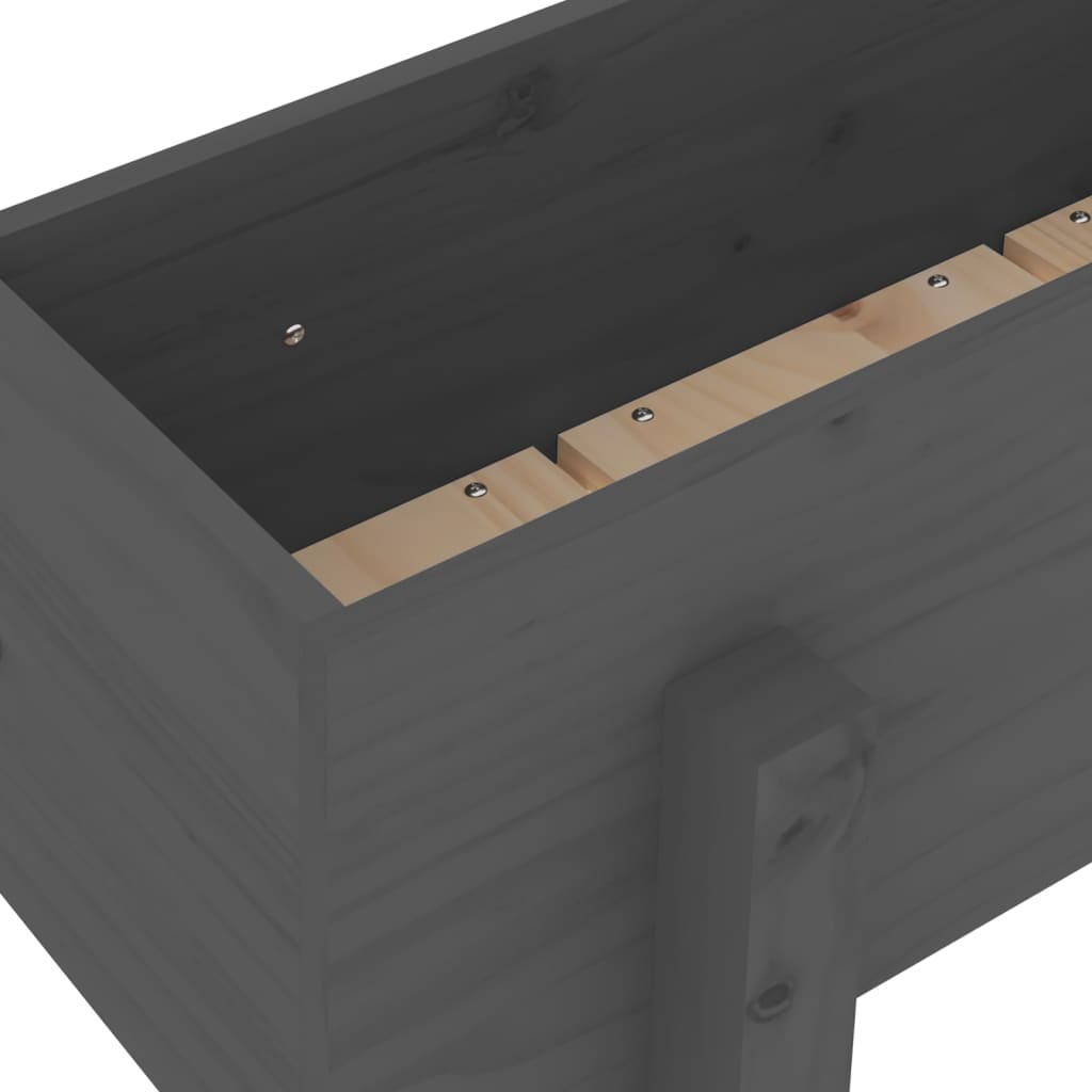 Garden Planter Grey 62x30x38 cm Solid Wood Pine