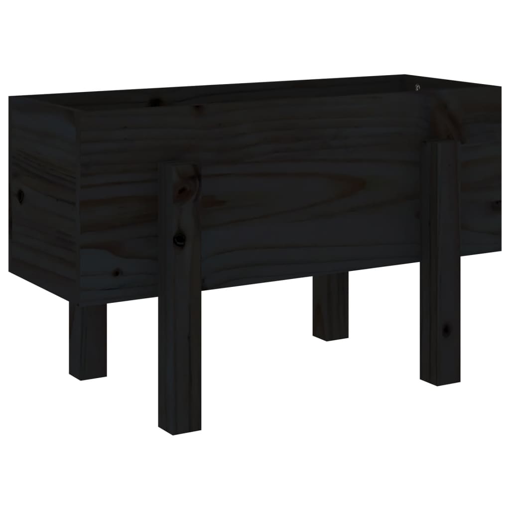 Garden Planter Black 62x30x38 cm Solid Wood Pine