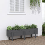 Garden Raised Bed Grey 121x30x38 cm Solid Wood Pine