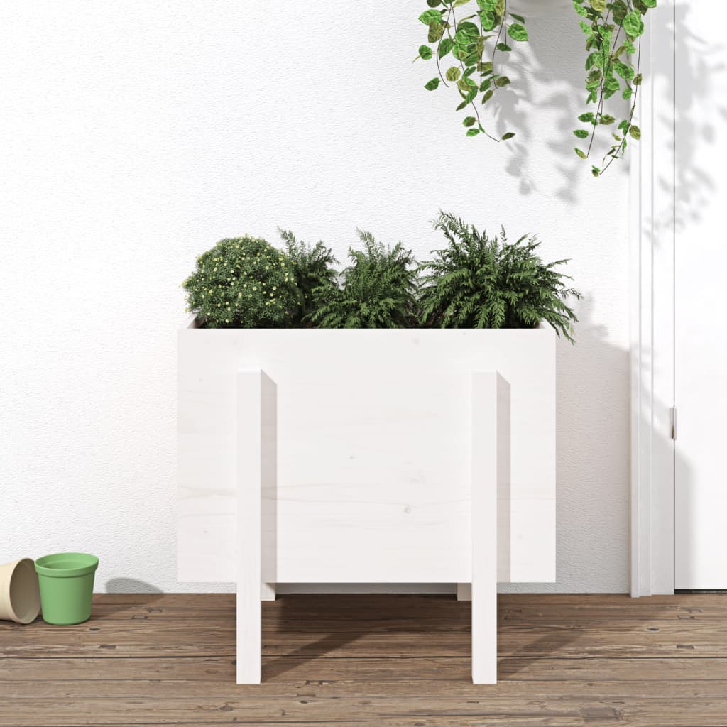 Garden Planter White 62x50x57 cm Solid Wood Pine