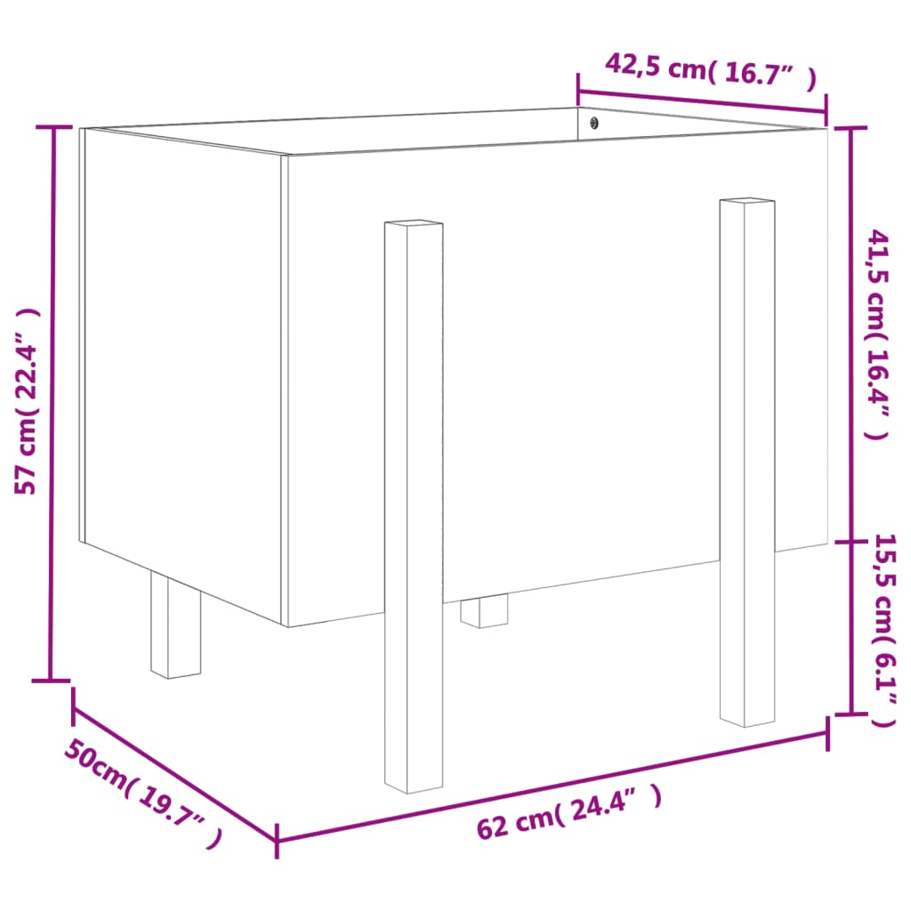 Garden Planter Grey 62x50x57 cm Solid Wood Pine