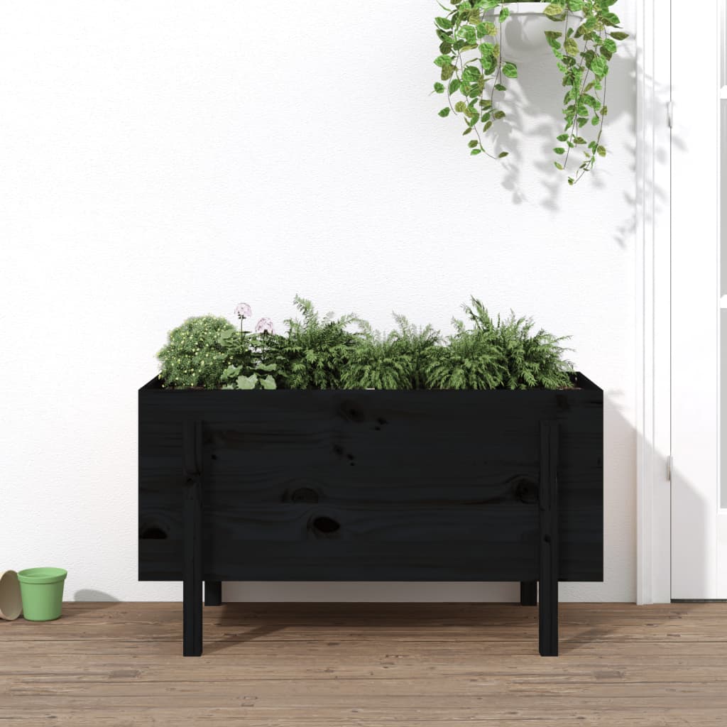 Garden Raised Bed Black 101x50x57 cm Solid Wood Pine