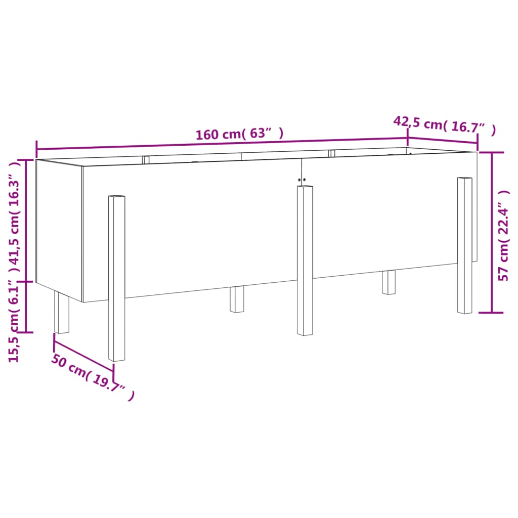 Garden Raised Bed White 160x50x57 cm Solid Wood Pine