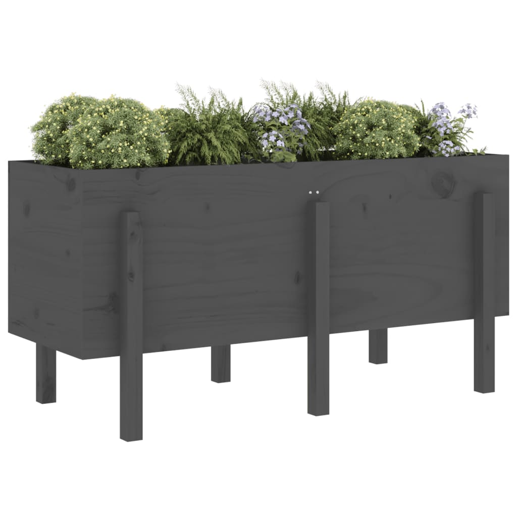 Garden Raised Bed Grey 121x50x57 cm Solid Wood Pine