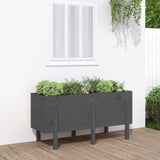 Garden Raised Bed Grey 121x50x57 cm Solid Wood Pine