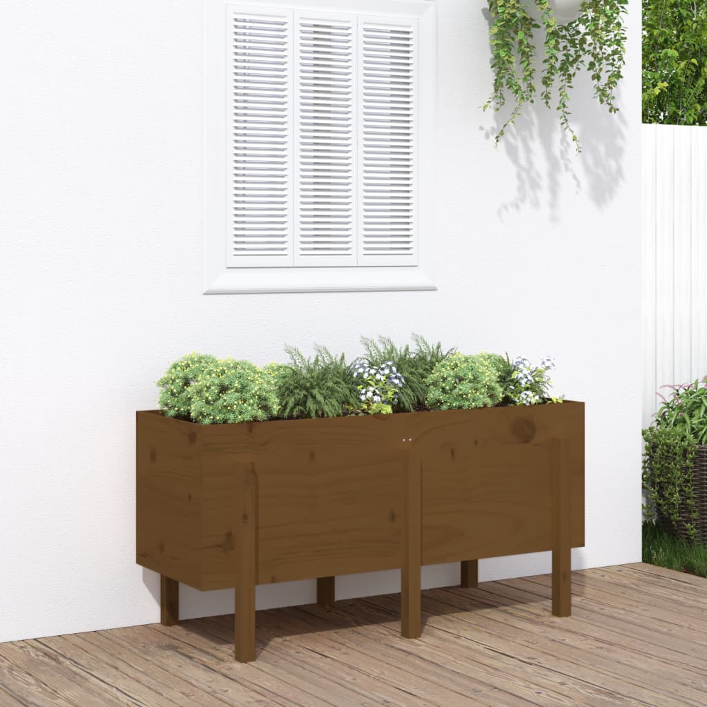 Garden Raised Bed Honey Brown 121x50x57 cm Solid Wood Pine