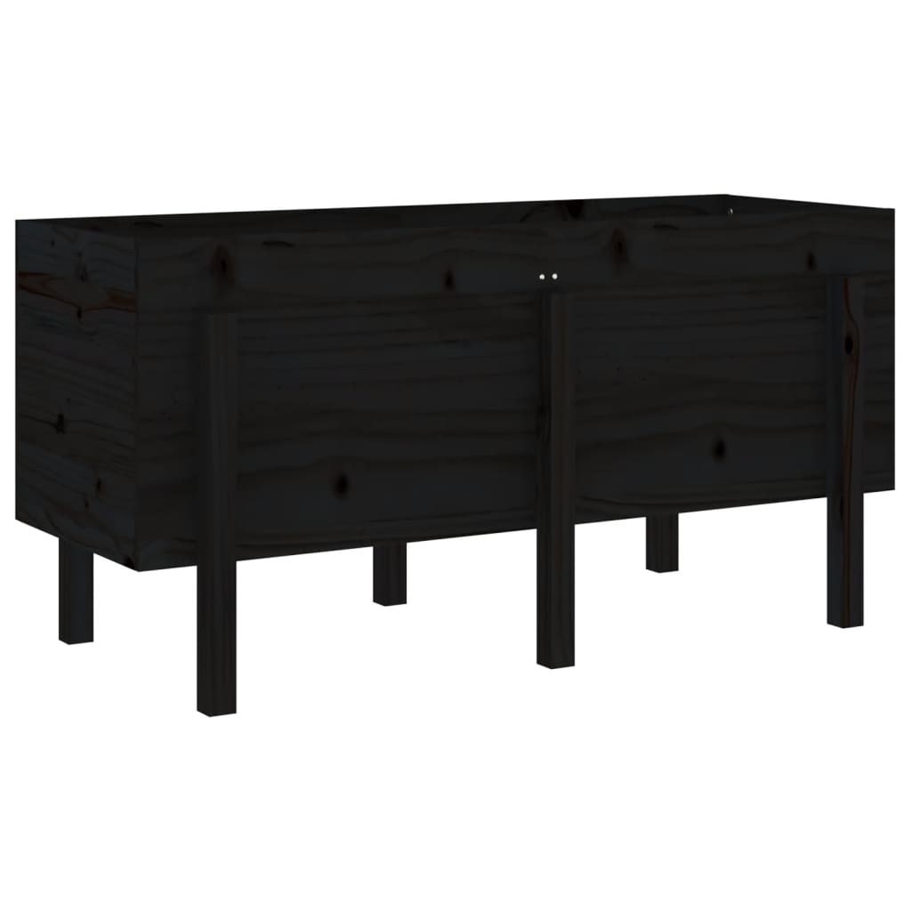 Garden Raised Bed Black 121x50x57 cm Solid Wood Pine