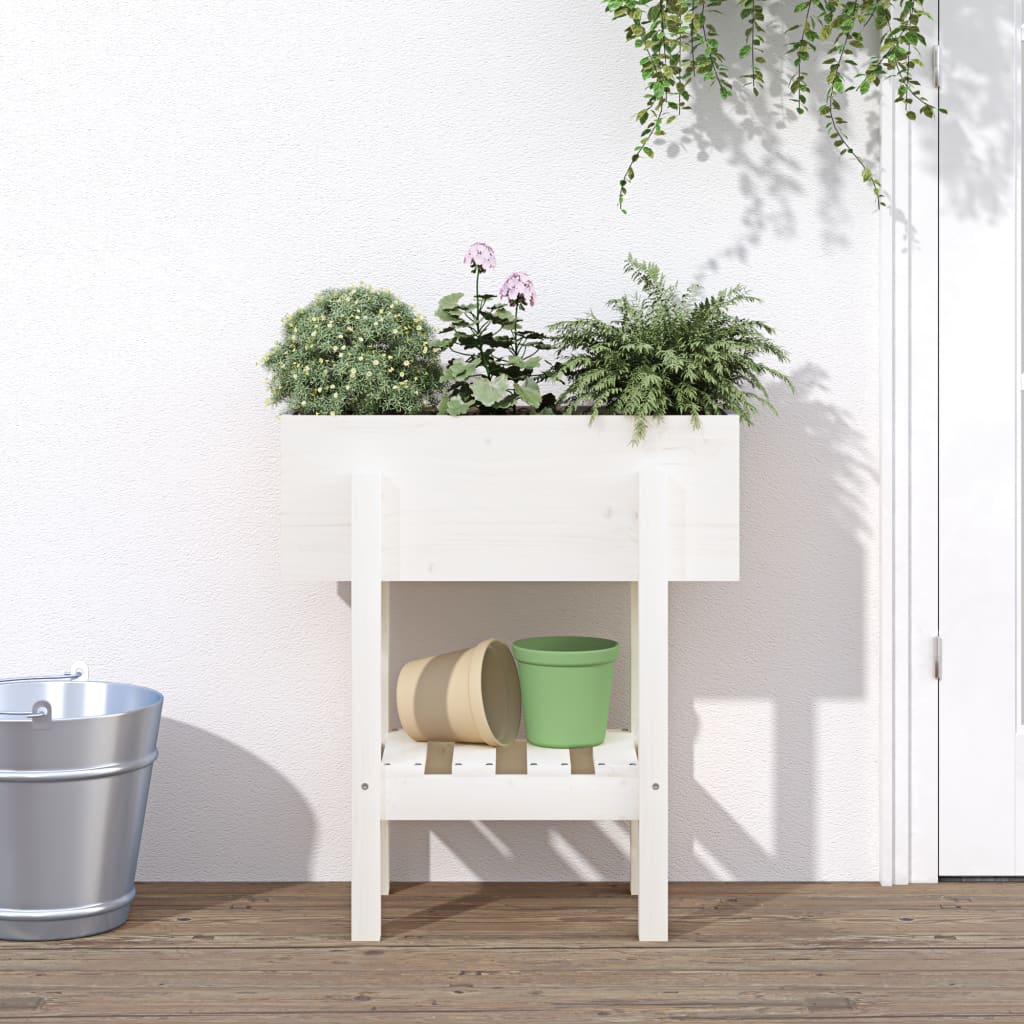 Garden Planter White 62x30x69 cm Solid Wood Pine