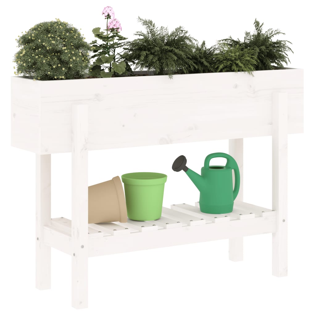 Garden Raised Bed White 101x30x69 cm Solid Wood Pine