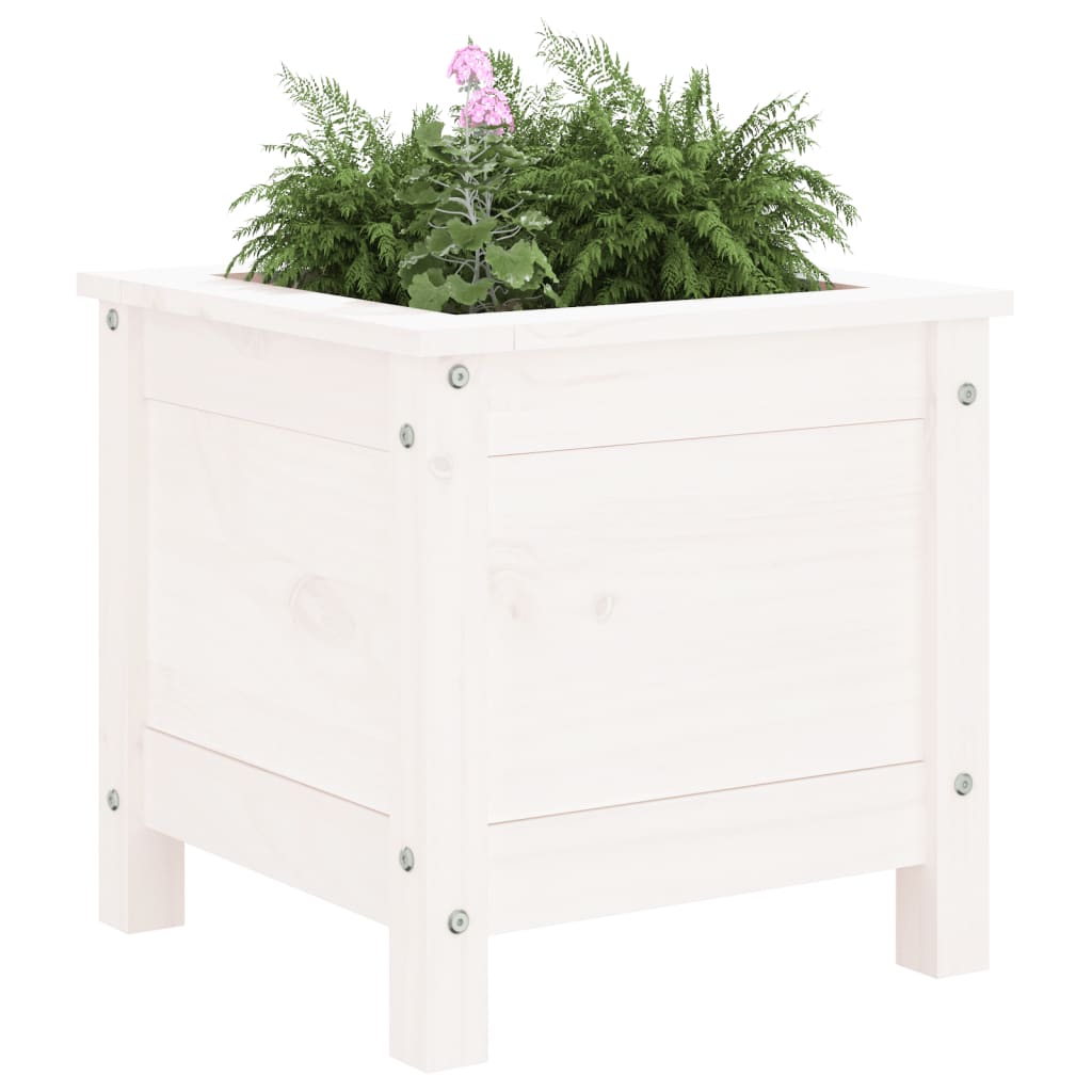 Garden Planter White 40x40x39 cm Solid Wood Pine