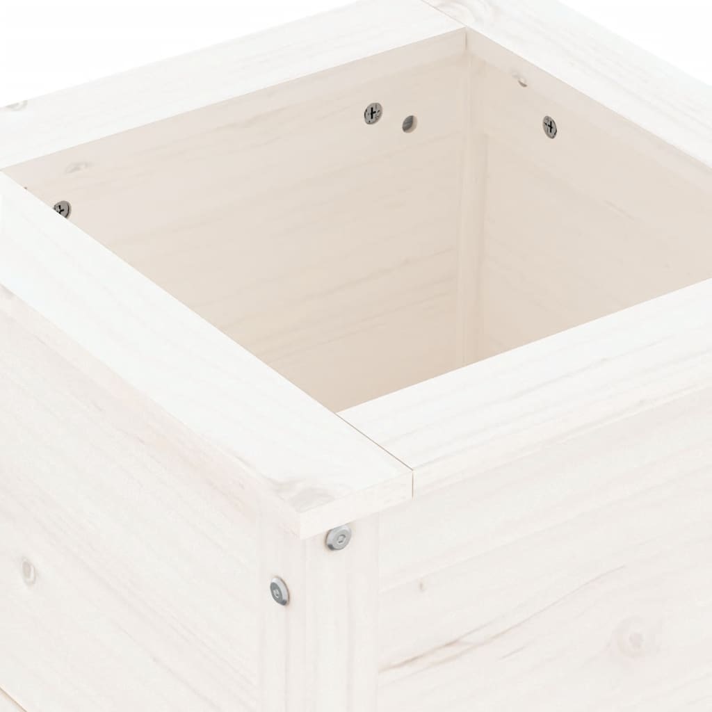 Garden Planter White 40x40x39 cm Solid Wood Pine