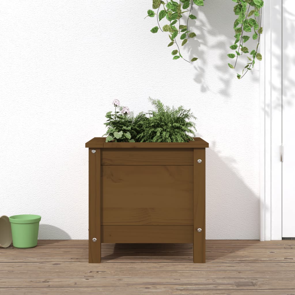 Garden Planter Honey Brown 40x40x39 cm Solid Wood Pine