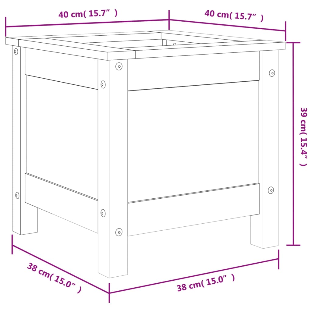 Garden Planter Black 40x40x39 cm Solid Wood Pine