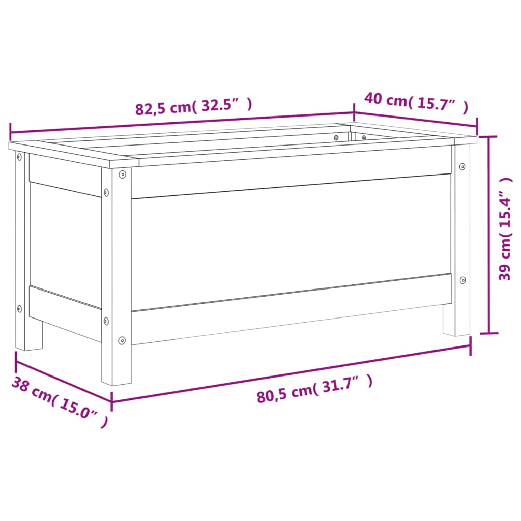 Garden Planter Grey 82.5x40x39 cm Solid Wood Pine