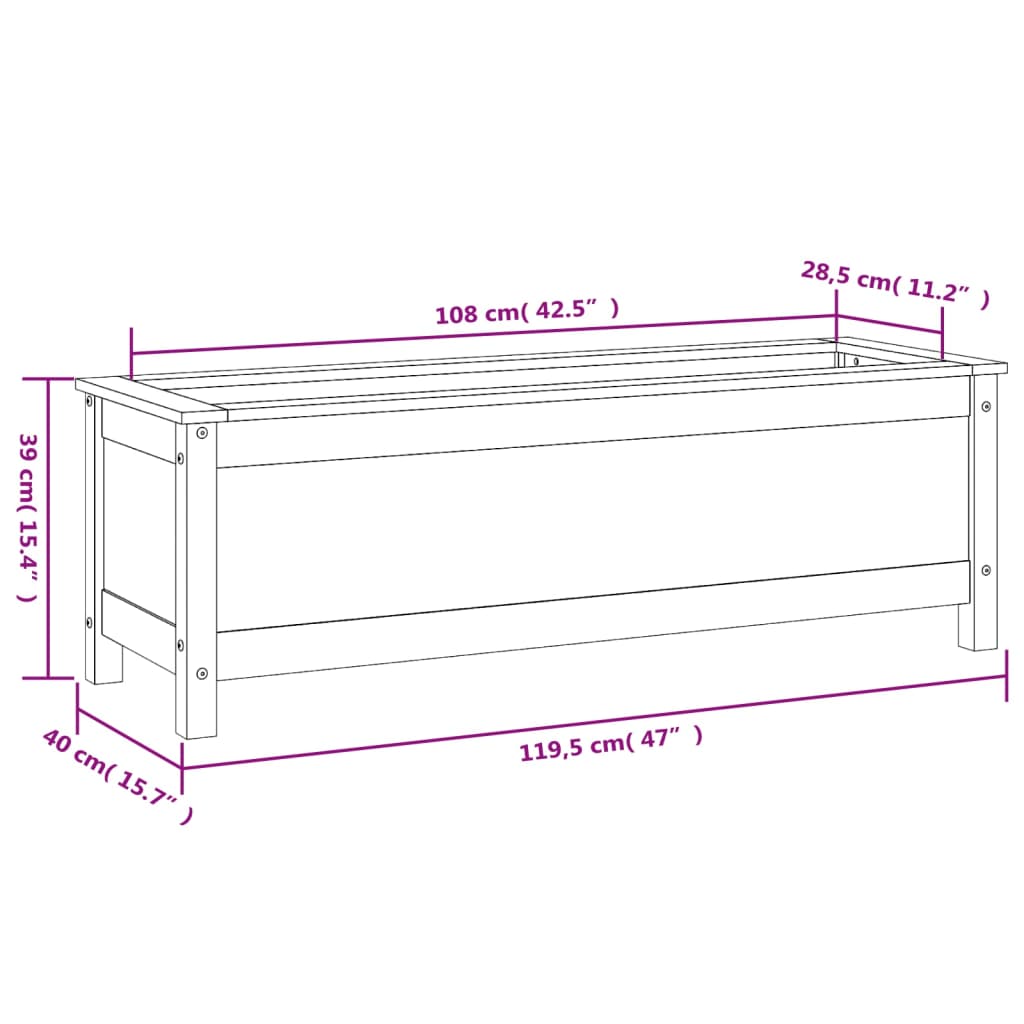 Garden Raised Bed White 119.5x40x39 cm Solid Wood Pine