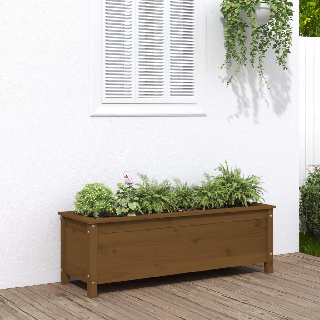 Garden Raised Bed Honey Brown 119.5x40x39 cm Solid Wood Pine