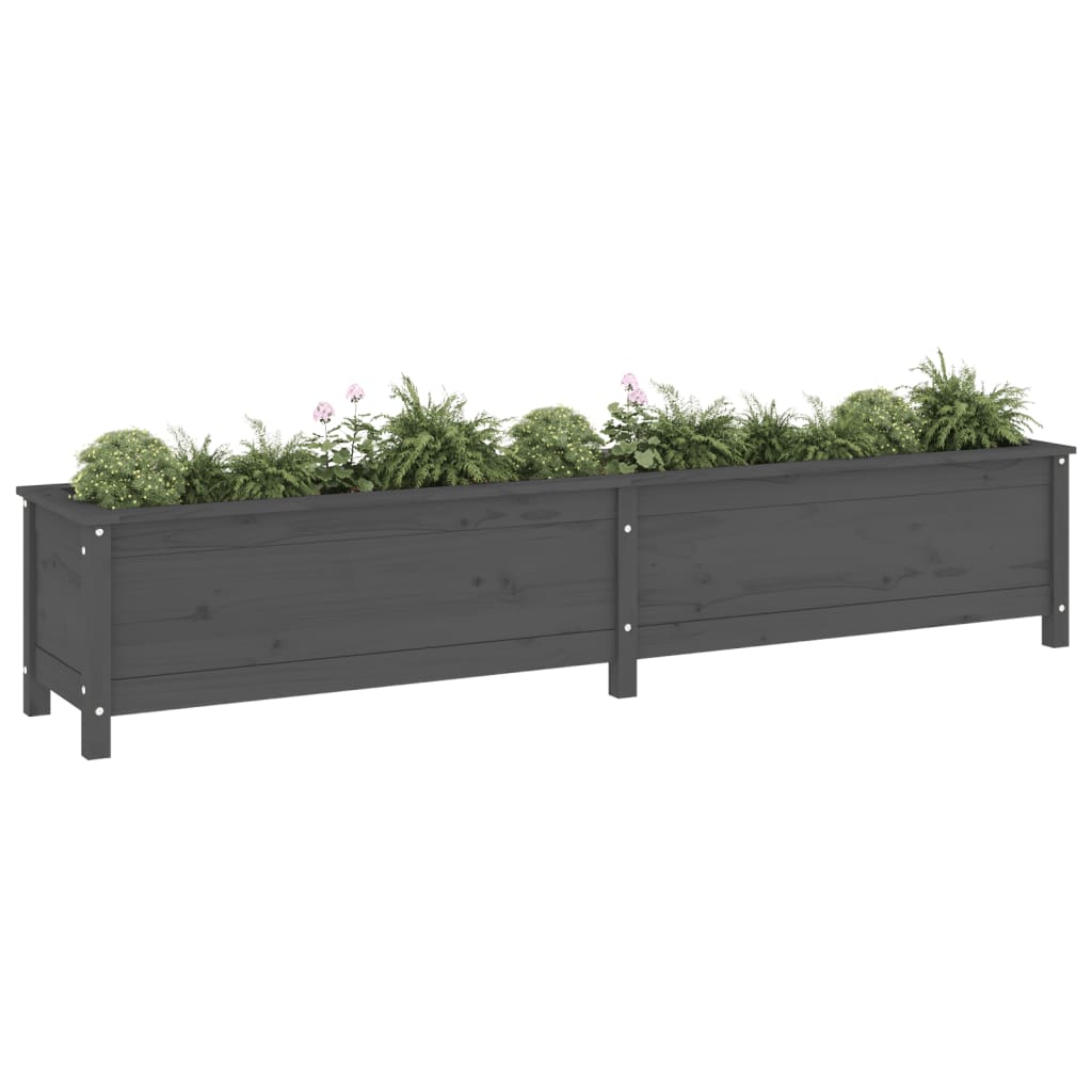 Garden Raised Bed Grey 199.5x40x39 cm Solid Wood Pine