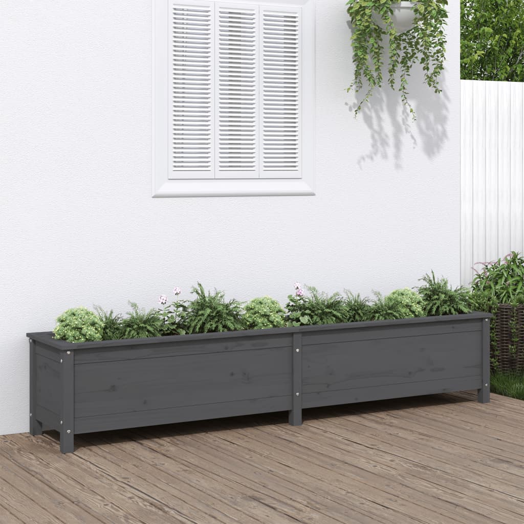 Garden Raised Bed Grey 199.5x40x39 cm Solid Wood Pine