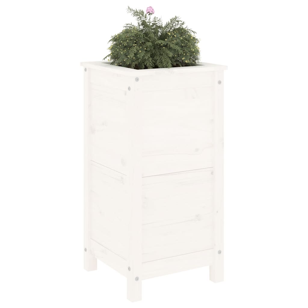 Garden Planter White 40x40x78 cm Solid Wood Pine