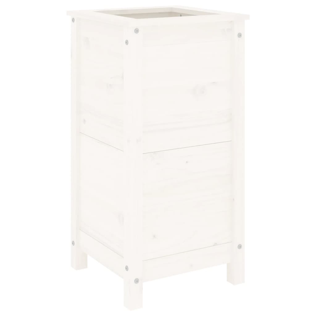 Garden Planter White 40x40x78 cm Solid Wood Pine