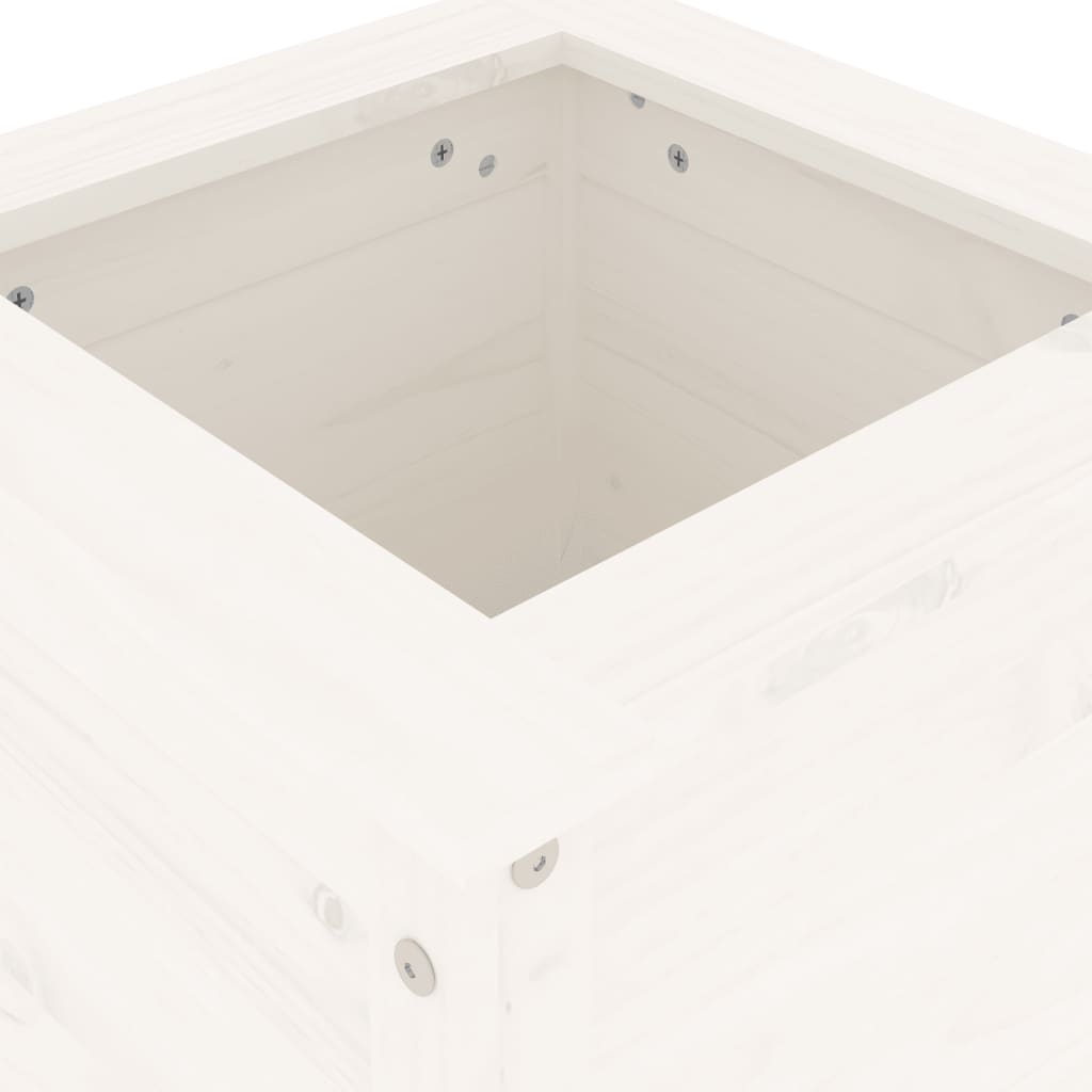 Garden Planter White 40x40x78 cm Solid Wood Pine