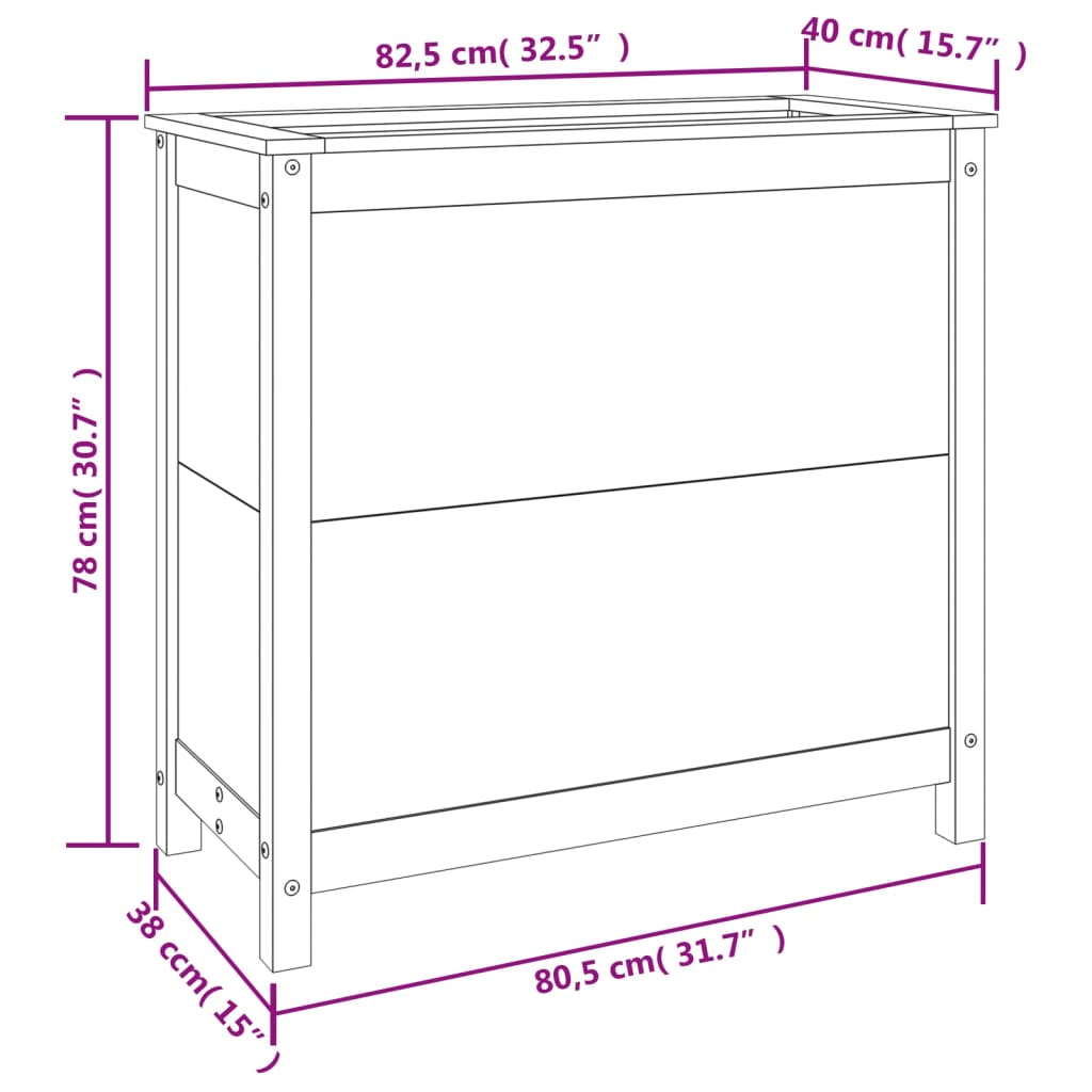 Garden Planter Honey Brown 82.5x40x78 cm Solid Wood Pine