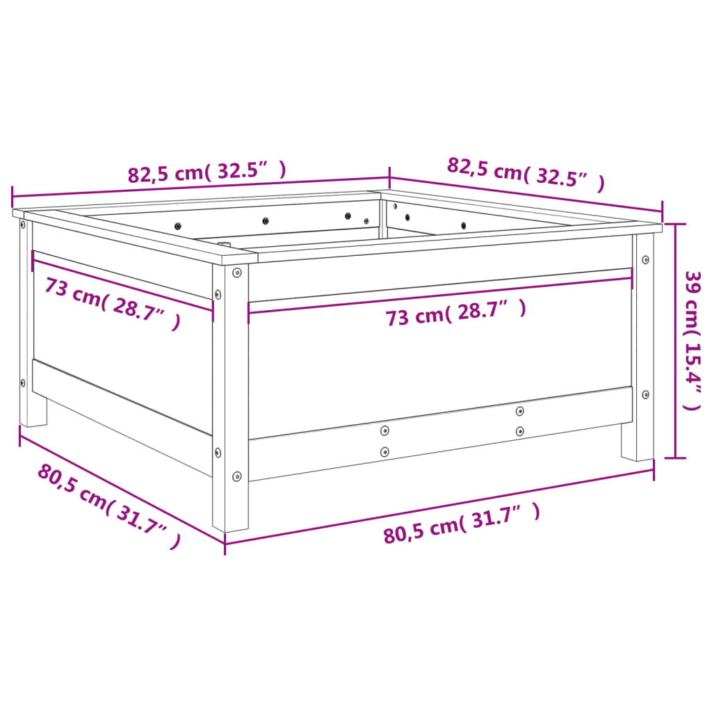 Garden Planter 82.5x82.5x39 cm Solid Wood Pine