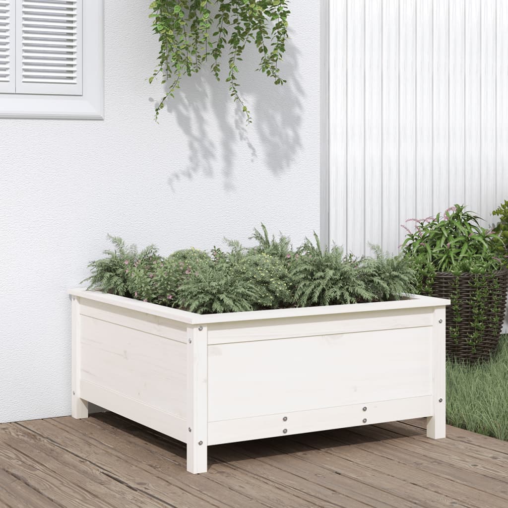 Garden Planter White 82.5x82.5x39 cm Solid Wood Pine