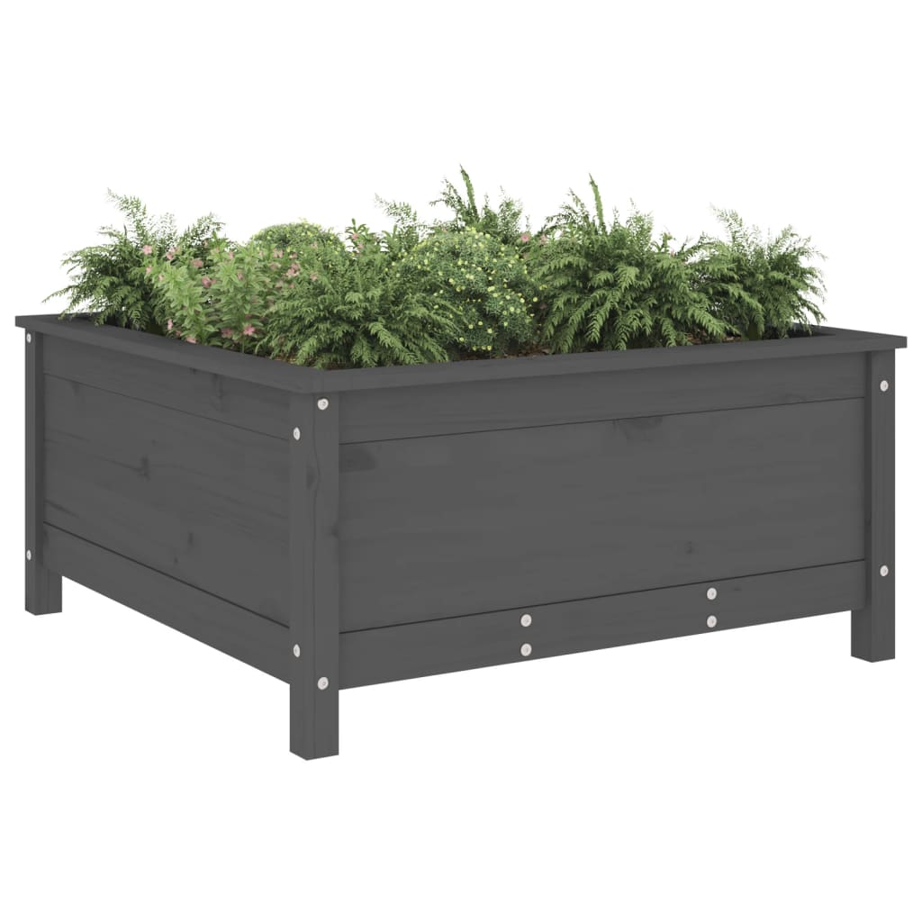 Garden Planter Grey 82.5x82.5x39 cm Solid Wood Pine