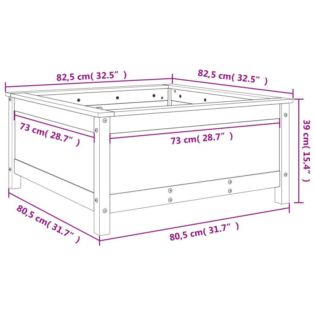 Garden Planter Honey Brown 82.5x82.5x39 cm Solid Wood Pine