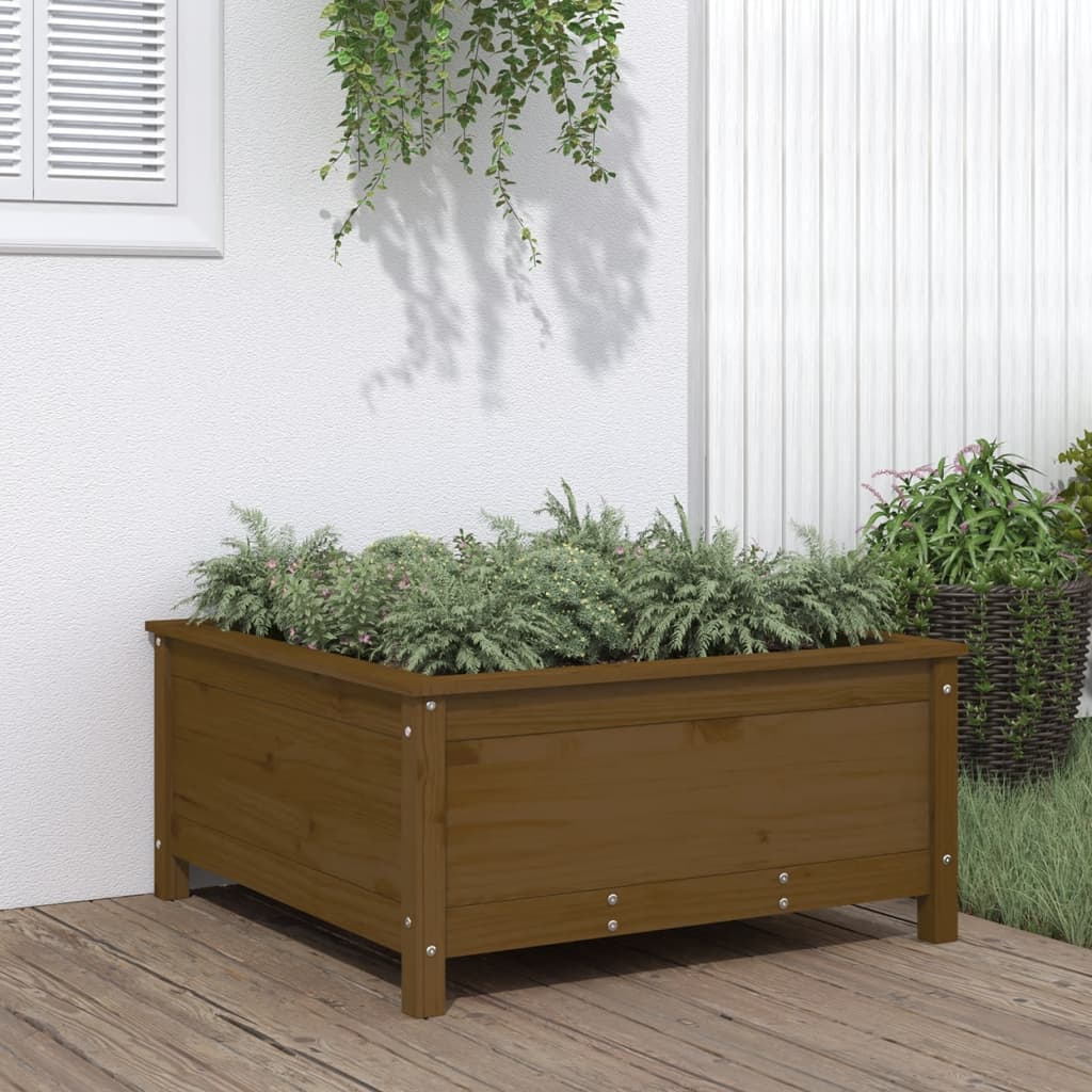 Garden Planter Honey Brown 82.5x82.5x39 cm Solid Wood Pine