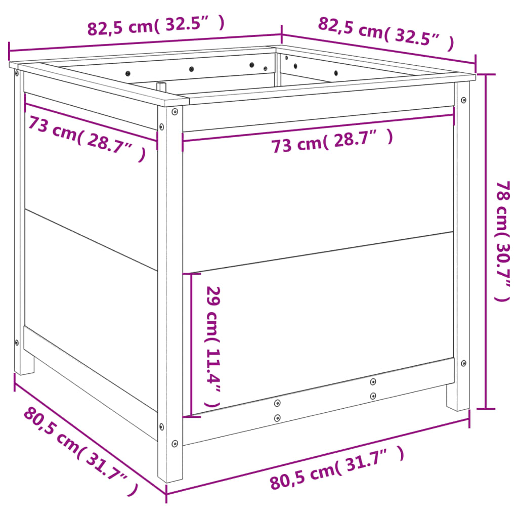 Garden Planter 82.5x82.5x78 cm Solid Wood Pine