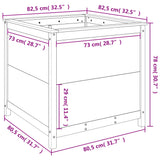 Garden Planter Grey 82.5x82.5x78 cm Solid Wood Pine