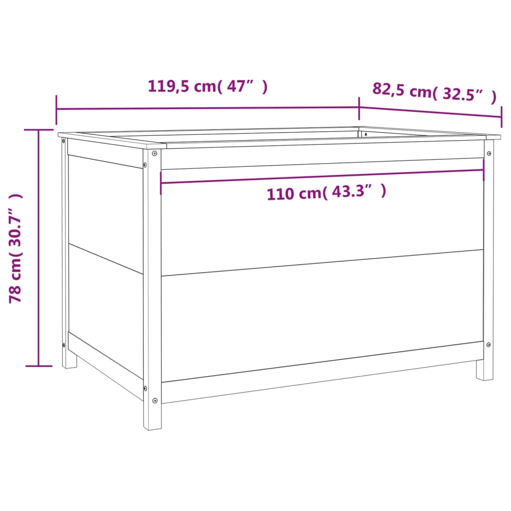 Garden Raised Bed 119.5x82.5x78 cm Solid Wood Pine