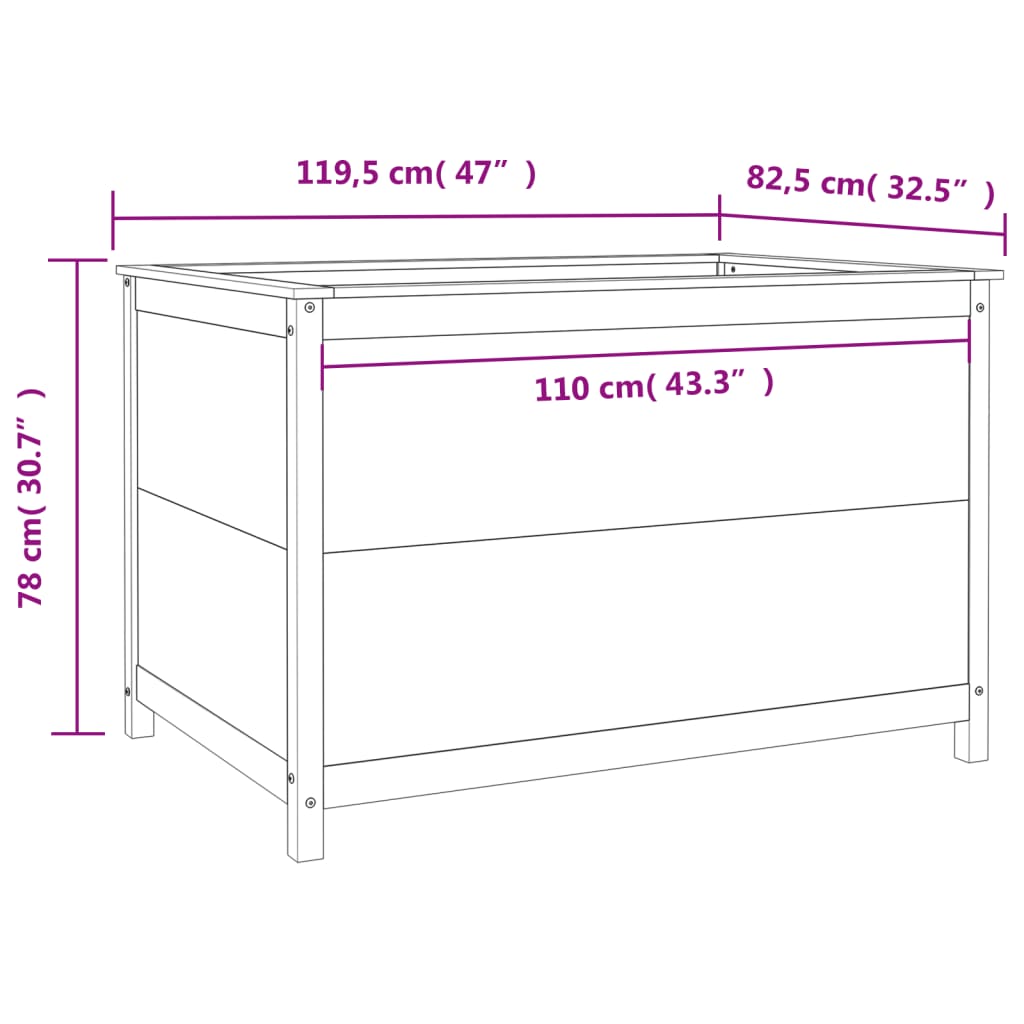 Garden Raised Bed White 119.5x82.5x78 cm Solid Wood Pine