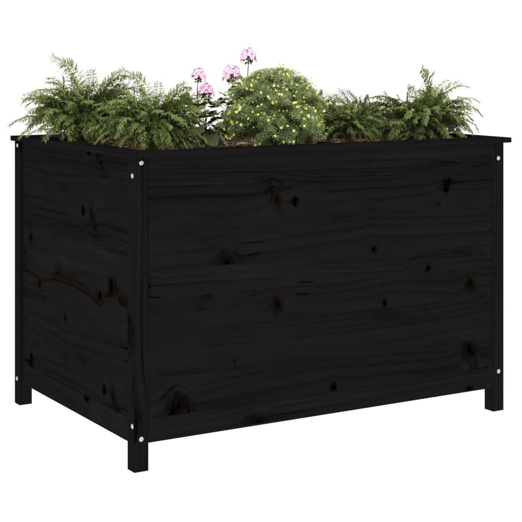 Garden Raised Bed Black 119.5x82.5x78 cm Solid Wood Pine