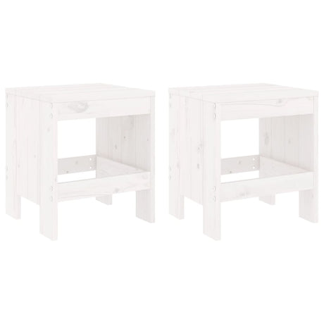 Garden Stools 2 pcs White 40x36x45 cm Solid Wood Pine