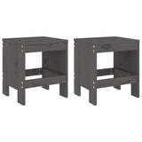 Garden Stools 2 pcs Grey 40x36x45 cm Solid Wood Pine