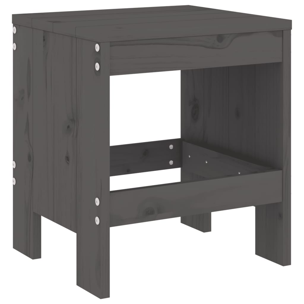 Garden Stools 2 pcs Grey 40x36x45 cm Solid Wood Pine